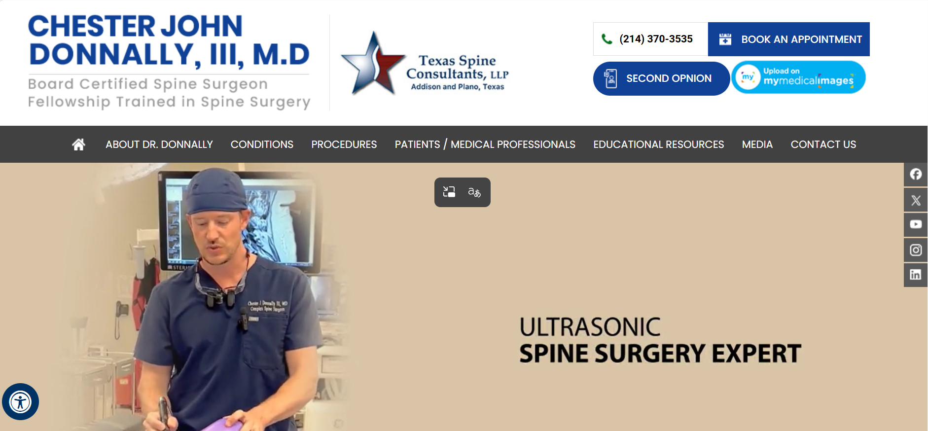Donnally Spine — SEO-structured practice site for a Dallas spine surgeon