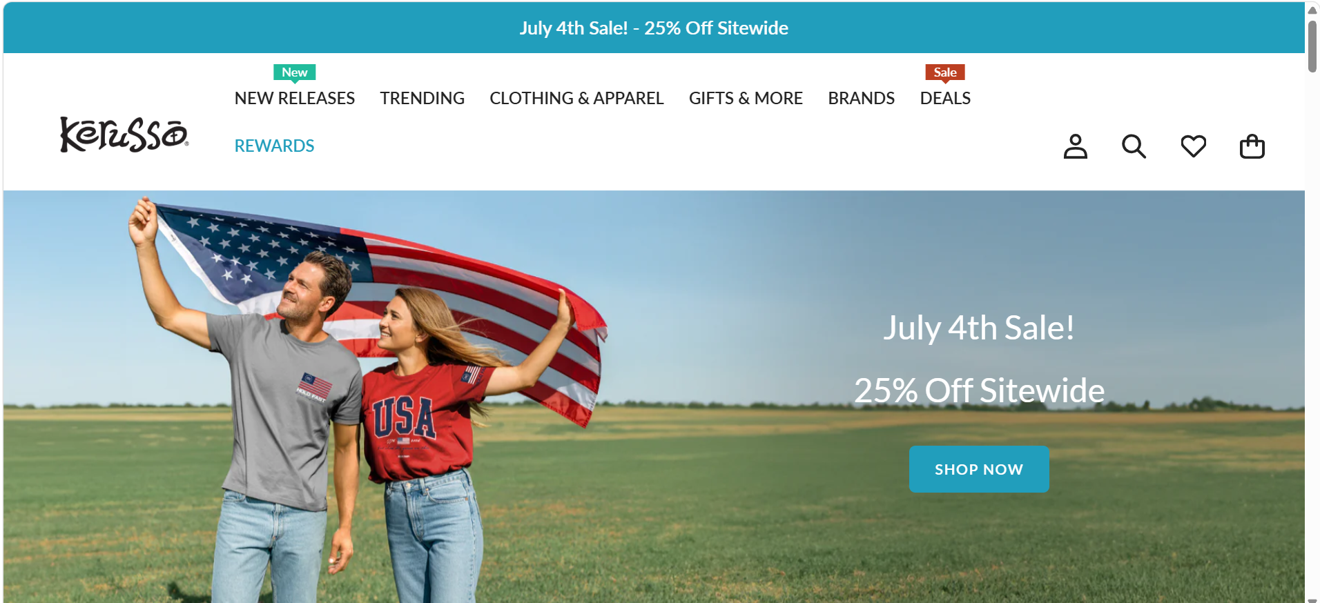 Kerusso — Multi-brand Shopify storefront for a national Christian apparel company